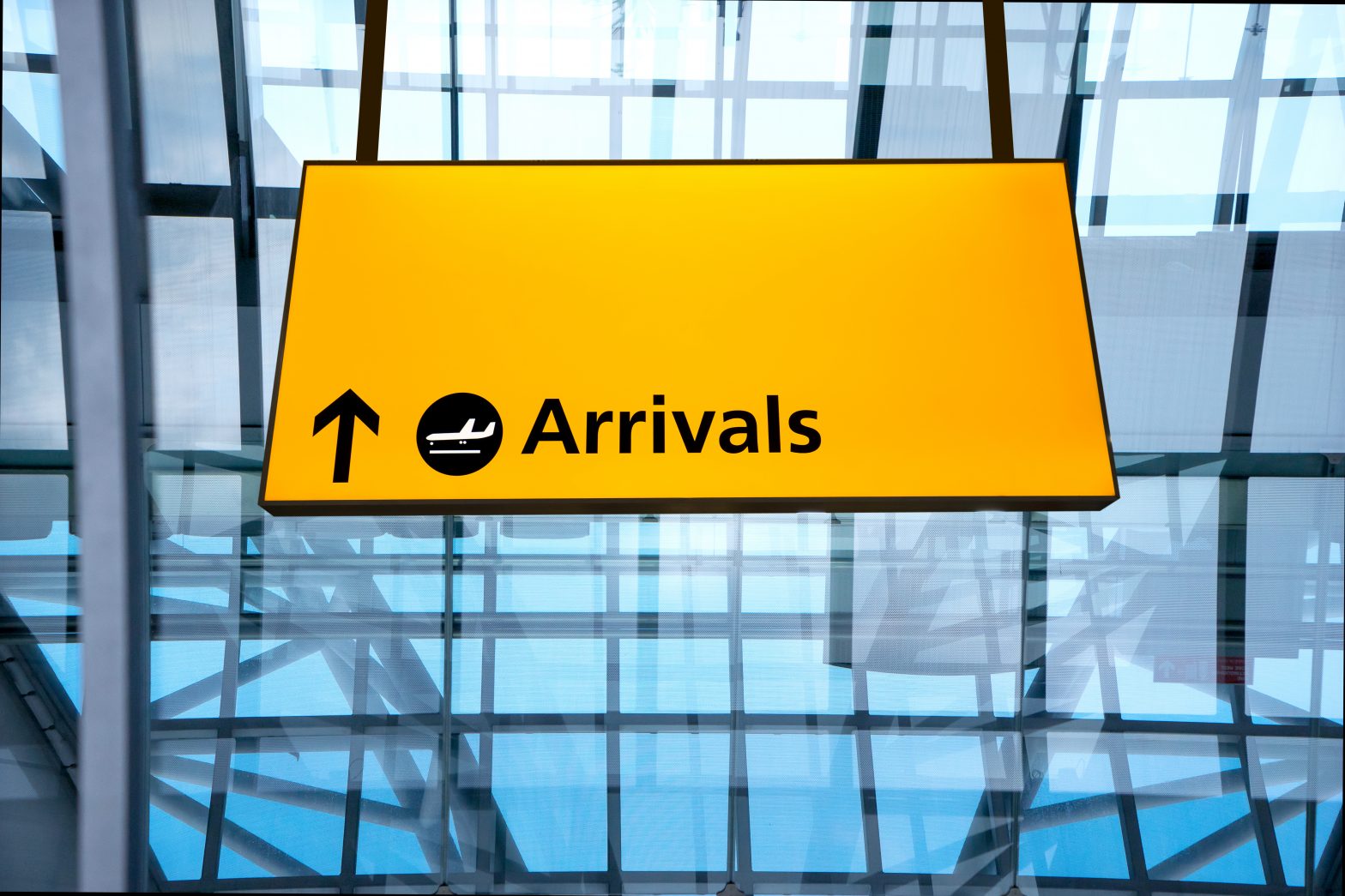 Heathrow airport arrival sign