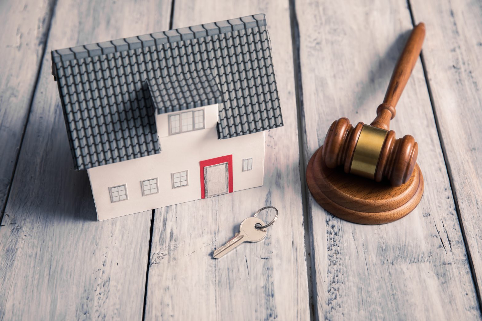 Property auction purchase, key and gavel