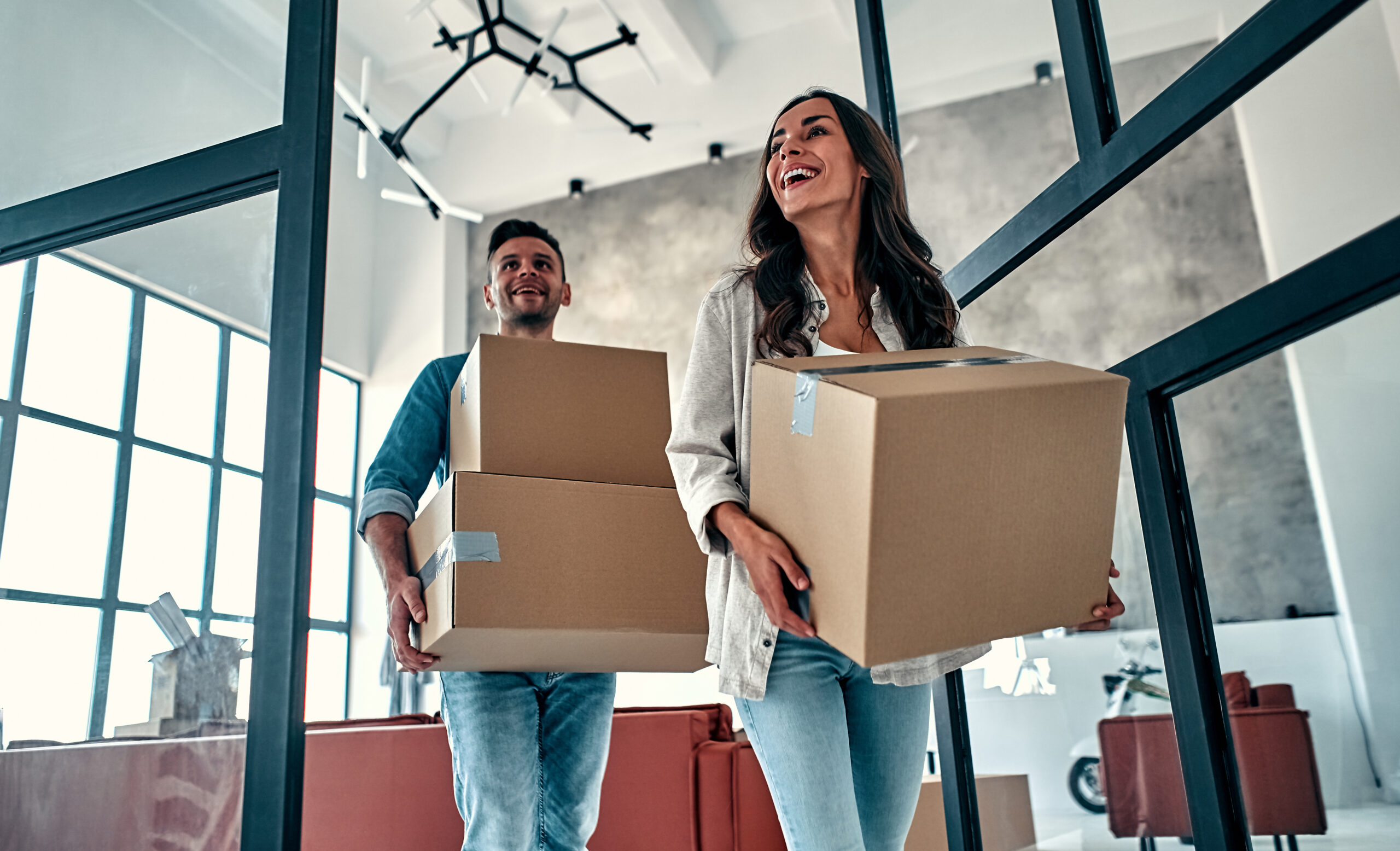 Young couple moving in