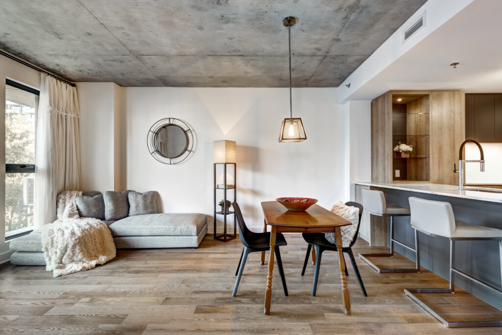 Canadian apartment staged and partially furnished in new building