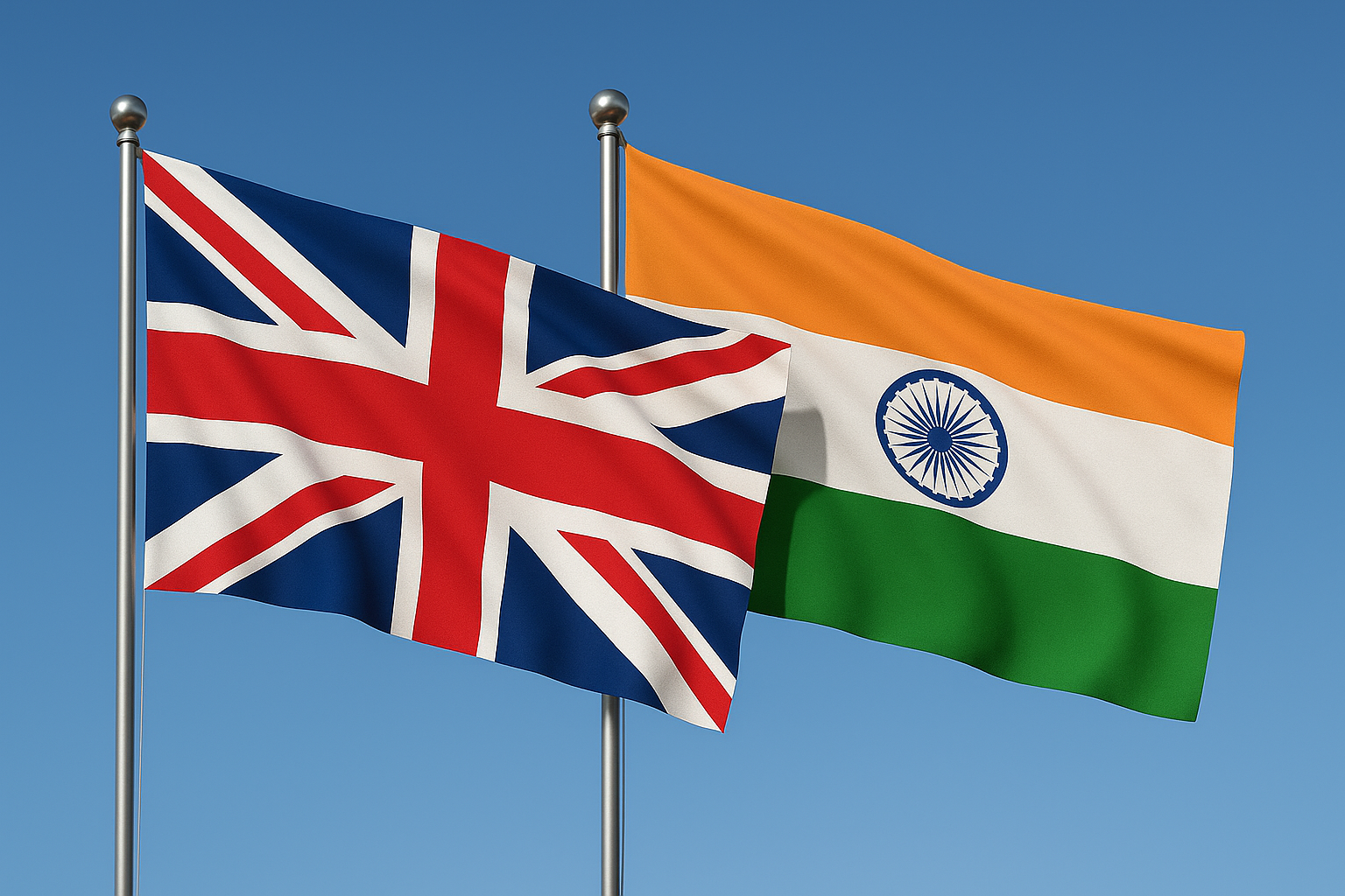 UK and Indian flags together
