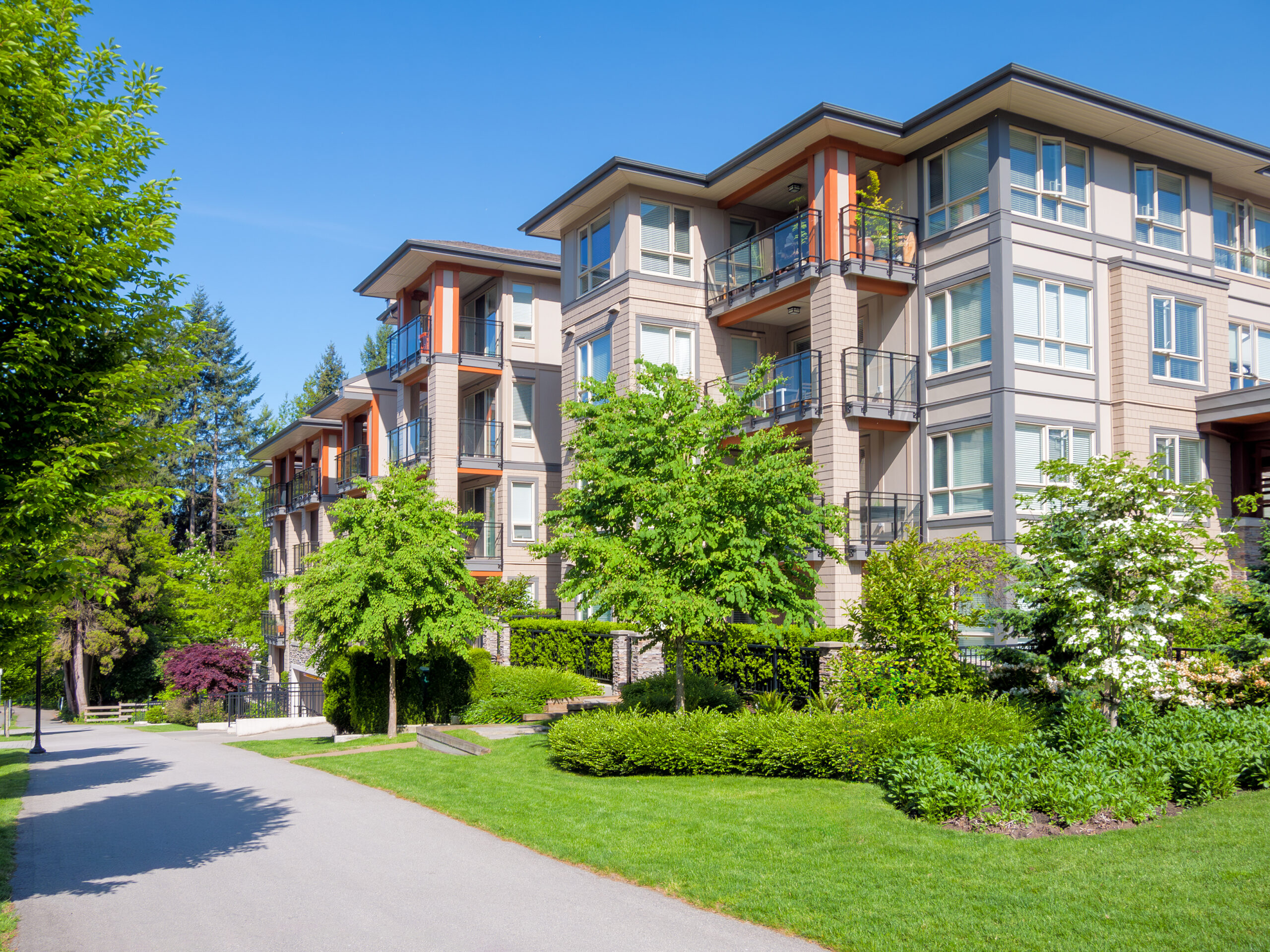Modern apartment buildings in Vancouver British Columbia Canada