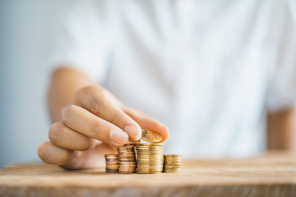 Gold coin Stack On the table