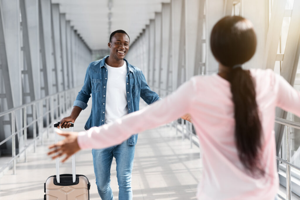 Black Woman Meeting Her Boyfriend In Airport After His Arrival