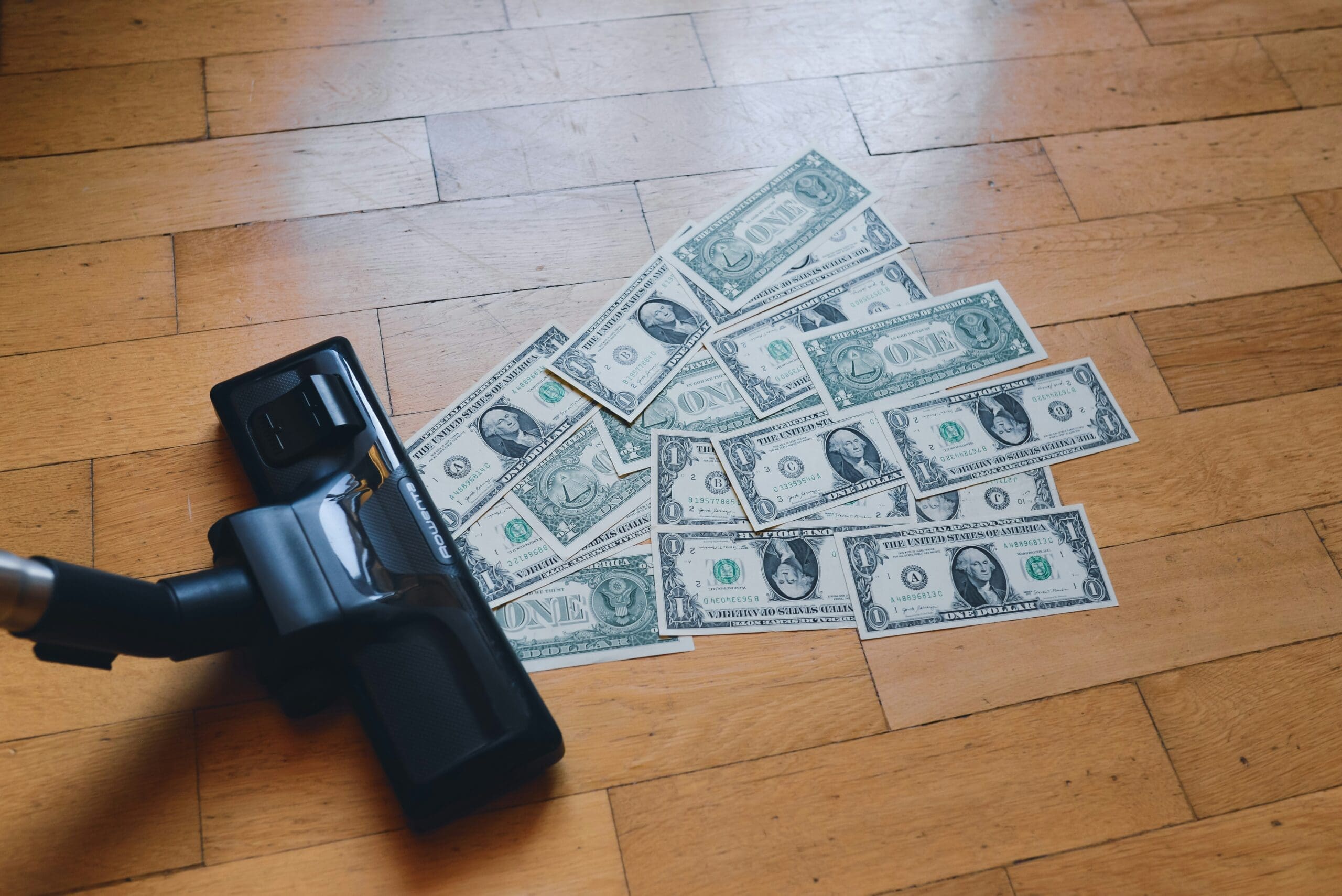 Money being hoovered up