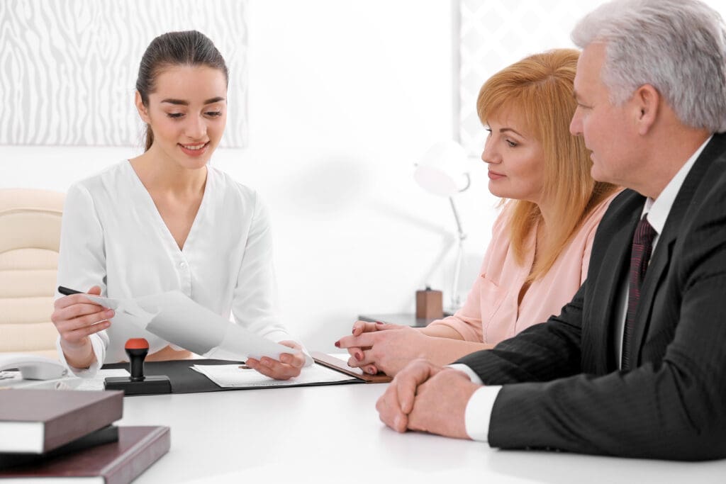 Senior couple at notary public office