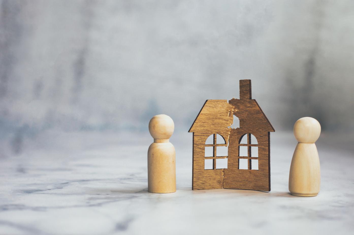 Divorce, division of property, poverty and no money concept.